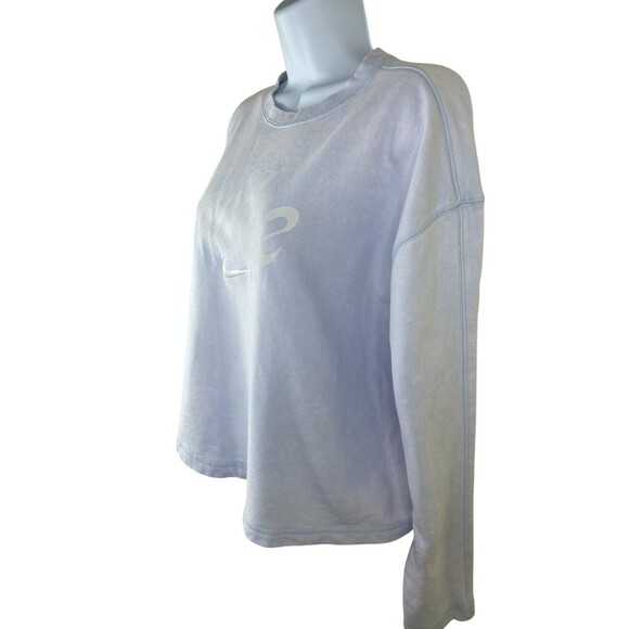 Women's Nike Big Logo Swoosh Check Cropped Sweatshirt Workout Sz 1X Cotton - Picture 2 of 10